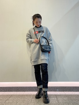 「DIESEL」｜「アイテム（ワンピース/ドレス）」を使った、唯さん（レディース・160cm）の冬コーディネート