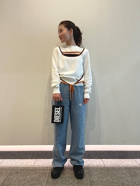 「DIESEL」｜「アイテム（スウェット）」を使った、唯さん（レディース・160cm）の夏コーディネート