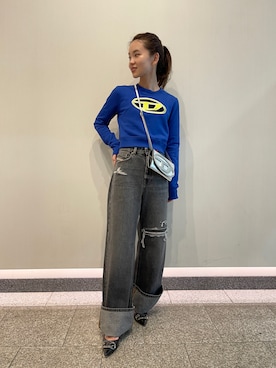 「DIESEL」｜「アイテム（スウェット）」を使った、唯さん（レディース・160cm）の夏コーディネート