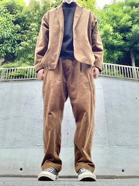 「ユニクロ」｜「アイテム（セットアップ）」を使った、mさん（メンズ・175cm）の春コーディネート