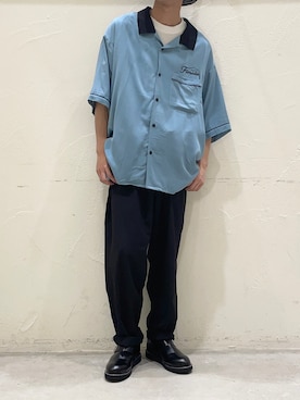 「ニコアンド」｜「アイテム（スラックス）」を使った、_kobu_さん（メンズ・168cm）の春コーディネート