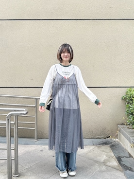 「アイテム（ワンピース/ドレス）」を使った、爱吃榛子酱的水怪さん（レディース・175cm）の春コーディネート