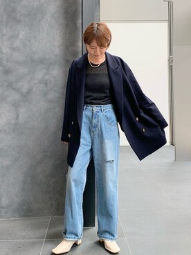 「ダブルボタン」｜「アイテム（その他）」を使った、mari_lemageさん（レディース・160cm）の秋コーディネート