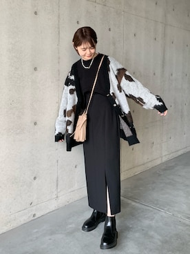 「ハイウエストスカート」｜「アイテム（その他）」を使った、mari_lemageさん（レディース・160cm）の冬コーディネート
