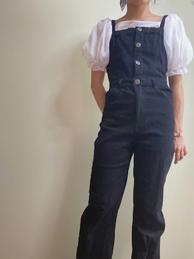 「バックデザイン」｜「アイテム（オールインワン・サロペット）」を使った、eriさん（レディース・152cm）の夏コーディネート