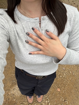 「アイテム（ベルト）」を使った、yunさん（レディース・155cm）の秋コーディネート