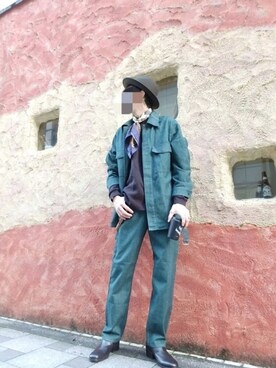 「アイテム（デニムジャケット、グリーン系）」を使った、bouさん（メンズ・176cm）の秋コーディネート