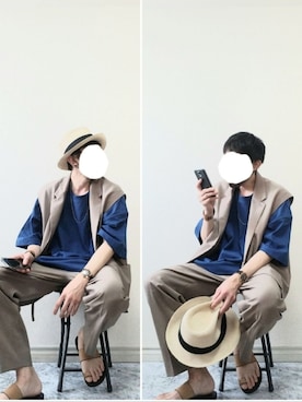 「MONKEY TIME（モンキータイム）のアイテム（テーラードジャケット）」を使った、bouさん（メンズ・176cm）の夏コーディネート