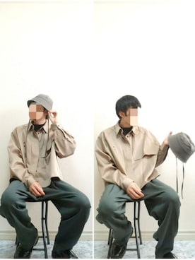 「OAMC（オーエーエムシー）のアイテム（帽子）」を使った、bouさん（メンズ・176cm）の秋コーディネート