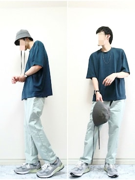 「OAMC（オーエーエムシー）のアイテム（帽子）」を使った、bouさん（メンズ・176cm）の夏コーディネート