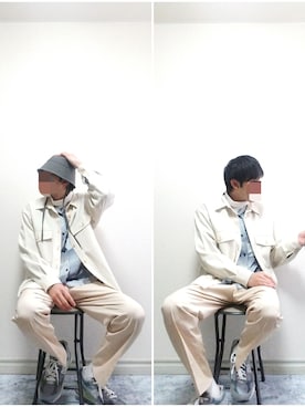 「OAMC（オーエーエムシー）のアイテム（帽子）」を使った、bouさん（メンズ・176cm）の冬コーディネート