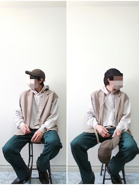 「MONKEY TIME（モンキータイム）のアイテム（テーラードジャケット）」を使った、bouさん（メンズ・176cm）の春コーディネート