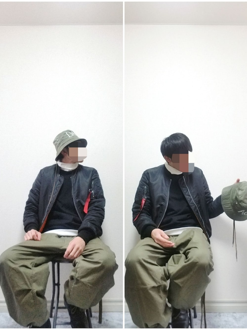 「バケットハット、ミリタリー、MA-1、タートルネック、カーキ、軍パン、カーゴパンツ、ミリタリージャケット、ミリタリーコーデ、いいね、save、フォローお願いします🤑、カジュアル、おしゃれさんと繋がりたい、オトナカジュアル、大人カジュアル、モノトーンコーデ」｜「Alpha Industriesの＜ALPHA INDUSTRIES＞ MA-1 TIGHT/アウター◆（MA-1、ブラック系）」を使った、bouさん（メンズ・176cm）の冬コーディネートの1枚目の写真