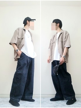 「SHAREEF（シャリーフ）のアイテム（キャップ）」を使った、bouさん（メンズ・176cm）の夏コーディネート