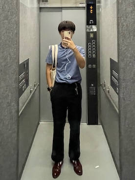 「ワークパンツ」｜「アイテム（ローファー）」を使った、あさひさん（メンズ・168cm）の秋コーディネート