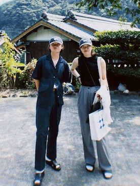 「MOMA（モマ）のアイテム（キャップ、ブラック系）」を使った、あさひさん（メンズ・168cm）の夏コーディネート