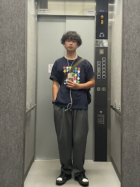 「BENCH（ベンチ）のBENCH/ベンチ/BENSAN-E SHARKSOLE（サンダル、ブラック系）」を使った、あさひさん（メンズ・168cm）の夏コーディネート