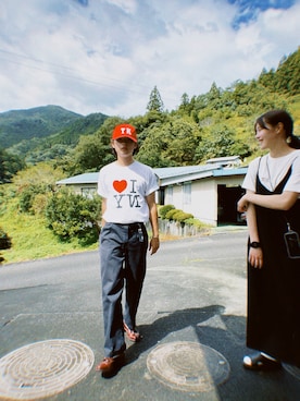 「Dickies（ディッキーズ）の【Dickies/ディッキーズ】 THE ORIGINAL 874 ワイドチノパンツ TCツイル（チノパンツ、グレー系）」を使った、あさひさん（メンズ・168cm）の夏コーディネート