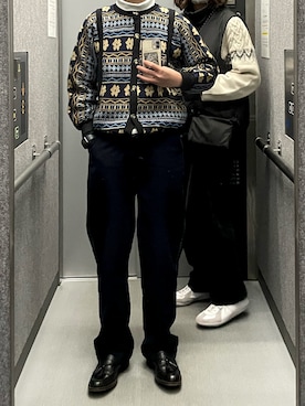 「アイテム（ローファー）」を使った、あさひさん（メンズ・168cm）の冬コーディネート