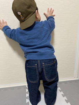 「petit main（プティマイン）のアイテム（キャップ）」を使った、haru.さん（キッズ・70cm）の冬コーディネート