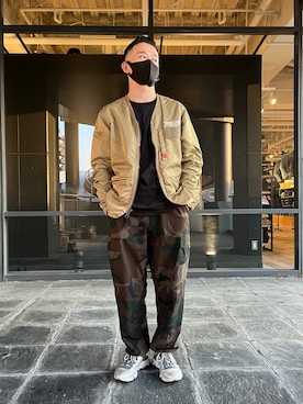 「AVIREX（アヴィレックス）のアイテム（ノーカラージャケット）」を使った、N.Nさん（メンズ・165cm）の秋コーディネート