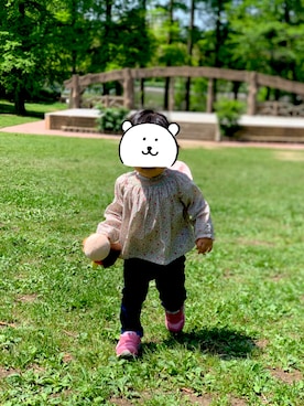「PETIT BATEAU（プチバトー）のアイテム（帽子）」を使った、きゃおりんさん（キッズ・80cm）の春コーディネート