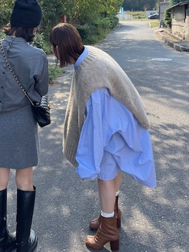 「アイテム（ストール/ショール）」を使った、あさひさん（レディース・161cm）の秋コーディネート