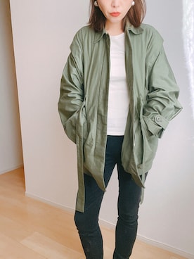 「CLANE（クラネ）のアイテム（ミリタリージャケット）」を使った、alquさん（レディース・160cm）の春コーディネート