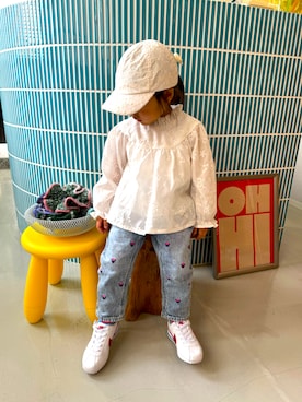 「H&M（エイチ・アンド・エム）のアイテム（帽子）」を使った、ねこひろしさん（キッズ・90cm）の春コーディネート