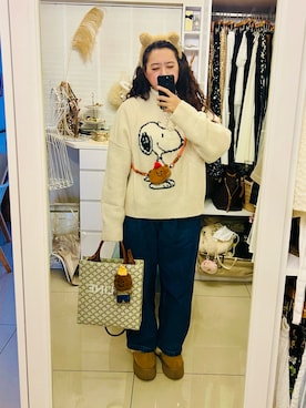 「CELINE（セリーヌ）のアイテム（トートバッグ）」を使った、Sunny Fanさん（レディース・170cm）の冬コーディネート