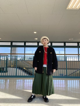 「アイテム（ノーカラーコート）」を使った、meguさん（レディース・153cm）の秋コーディネート