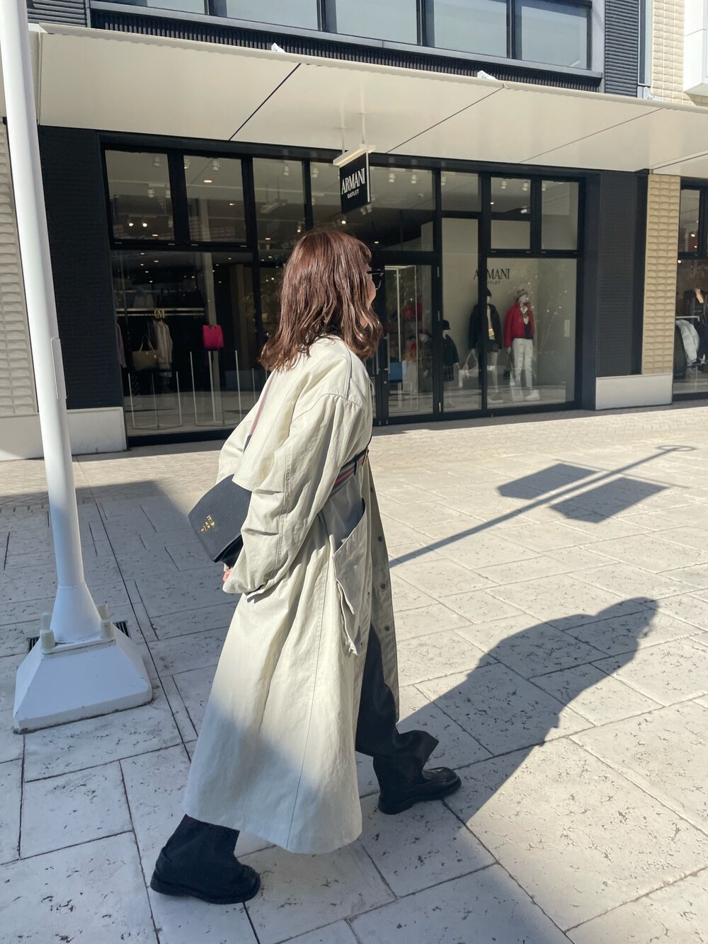 「L.L.Beanのアイテム（ノーカラーコート、ベージュ系）」を使った、®️さん（レディース・153cm）の秋コーディネートの1枚目の写真