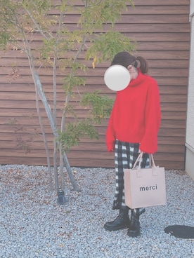 「GRL（グレイル）の厚底サイドゴアブーツ（ブーツ）」を使った、mofuさん（レディース・152cm）の冬コーディネート