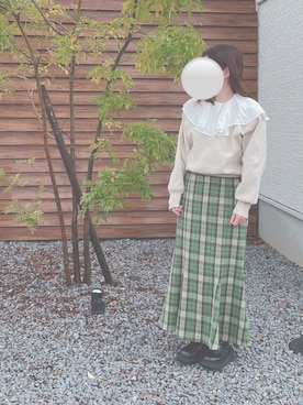 「襟付きトップス」｜「アイテム（ブーツ）」を使った、mofuさん（レディース・152cm）の春コーディネート