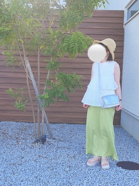 「ペーパーハット」｜「アイテム（アクセサリー）」を使った、mofuさん（レディース・152cm）の夏コーディネート