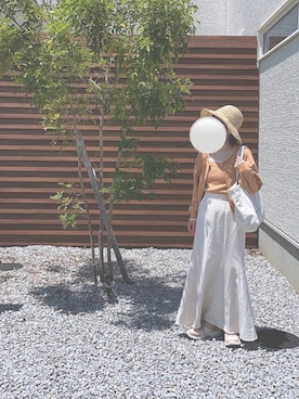 「ペーパーハット」｜「アイテム（アクセサリー）」を使った、mofuさん（レディース・152cm）の春コーディネート