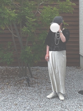 「LOWRYS FARM（ローリーズファーム）のサテンフレアスカート　133493（スカート）」を使った、mofuさん（レディース・152cm）の夏コーディネート