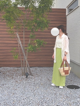 「ビッグシャツ」｜「アイテム（アクセサリー）」を使った、mofuさん（レディース・152cm）の春コーディネート