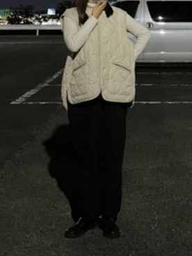 「B:MING by BEAMS（ビーミングバイビームス）のアイテム（ダウンベスト、ベージュ系）」を使った、ansaさん（レディース・162cm）の秋コーディネート
