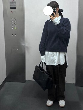 「MAISON SPECIAL（メゾンスペシャル）のアイテム（シャツ/ブラウス、ホワイト系）」を使った、ansaさん（レディース・162cm）の冬コーディネート