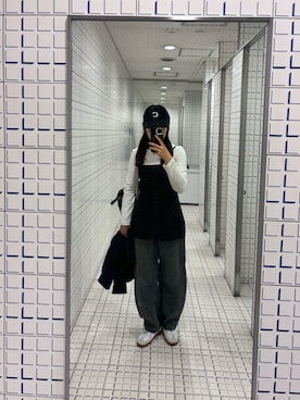 「OVERRIDE（オーバーライド）のアイテム（キャップ、ブルー系）」を使った、ansaさん（レディース・162cm）の秋コーディネート