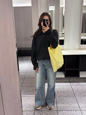「MAISON SPECIAL（メゾンスペシャル）のSide Long Zip Denim/サイドロングジップデニム【MAISON SPECIAL/メゾンスペシャル】（デニムパンツ、ブルー系）」を使った、ansaさん（レディース・162cm）の春コーディネート
