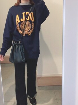「スエット」｜「アイテム（ローファー）」を使った、p i  ♡さん（レディース・159cm）の冬コーディネート