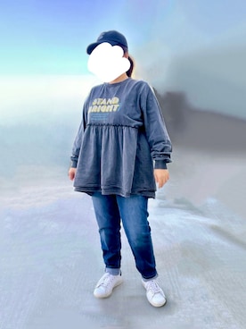 「しまむら（シマムラ）のアイテム（デニムパンツ）」を使った、nimukoさん（レディース・150cm）の秋コーディネート