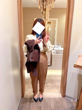 「アイテム（スラックス）」を使った、nimukoさん（レディース・150cm）の秋コーディネート
