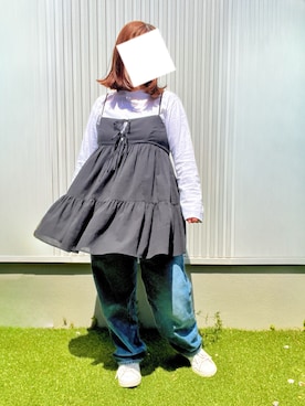 「GU（ジーユー）のアイテム（ワンピース/ドレス）」を使った、nimukoさん（レディース・150cm）の春コーディネート