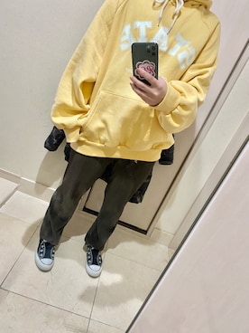 「ISOOK（アイスー）のアイテム（パーカー）」を使った、aykさん（レディース・152cm）の冬コーディネート