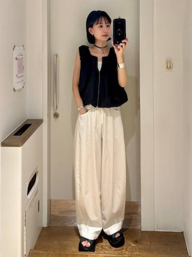 「アイテム（スラックス）」を使った、JEANASIS  STAFFさん（レディース・158cm）の夏コーディネート