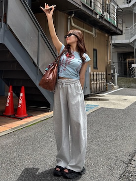 「JEANASIS（ジーナシス）のアイテム（スウェットパンツ）」を使った、JEANASIS  STAFFさん（レディース・151cm）の夏コーディネート
