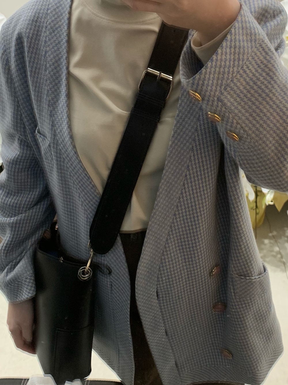 「秋のコーデ、古着、古着好きな人と繋がりたい」｜「古着のアイテム（ジャケット/アウター、ブルー系）」を使った、rさん（レディース・153cm）の秋コーディネートの1枚目の写真